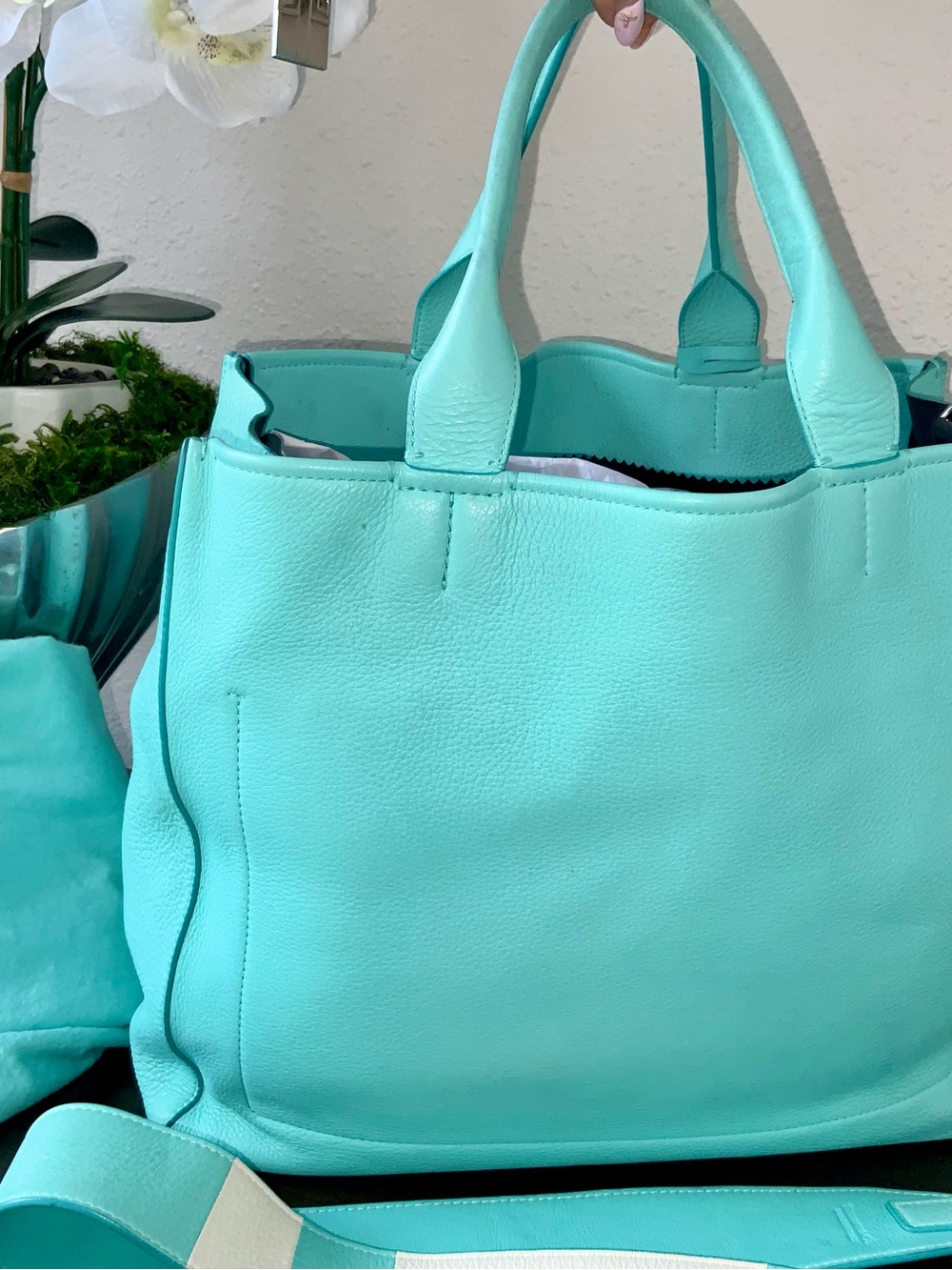 Tiffany & Co. Leather Tote with $$$ Stripe Leather Strap (Retired) - Picture 5 of 16